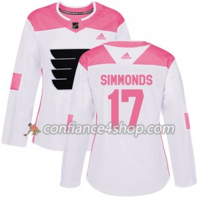 Adidas Maillot de Hockey Philadelphia Flyers Wayne Simmonds 17 2017-2018 Blanc Rose Fashion Authentic - Femme